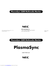 NEC PlasmaSync 3300 User Manual