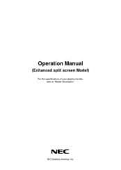 NEC Plasma Monitor Operation Manual