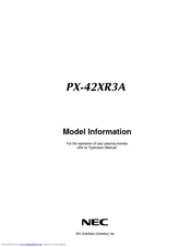 NEC PlasmaSync 42XR3A Model Information