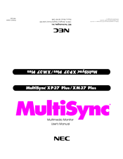 NEC MultiSync XP37 Xtra User Manual
