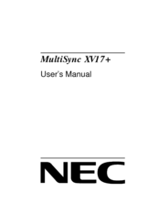 NEC MultiSync XV17+ User Manual