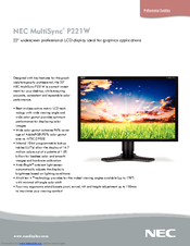 NEC MultiSync P221W Specifications