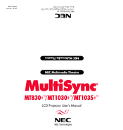 NEC MT1035 - MultiSync XGA LCD Projector User Manual