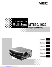 NEC multisync mt 830 User Manual