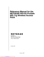 NETGEAR WG102 - ProSafe Wireless Access Point Reference Manual