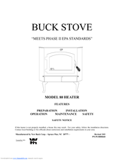 New Buck Corporation Buck Stove 80 Installation And Operation Manual