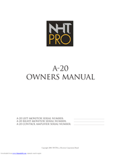 NHT A-20 Owner's Manual