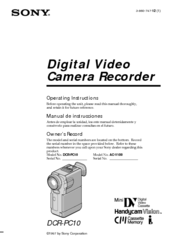 Sony Handycam DCR-PC10 Operating Instructions Manual