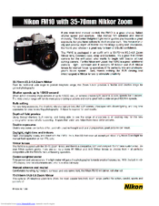 Nikon FM10 - FM 10 SLR Camera Specifications