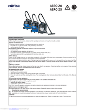 Nilfisk-Advance AERO 20 Operating Instructions