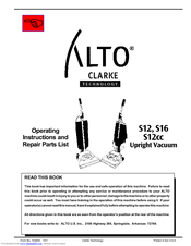 Alto Clarke S12cc Operating Instructions And Repair Parts List
