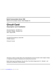 Nortel Circuit Card Installation Manual