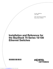 Nortel BayStack 70 Series Installation And Reference Manual
