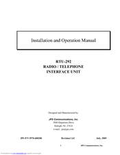 JPS RTU-292 Installation And Operation Manual