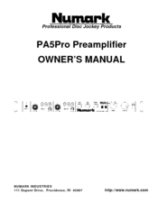 Numark PA5Pro Owner's Manual