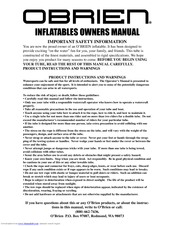 O'Brien SOLO POD 2101513 Owner's Manual