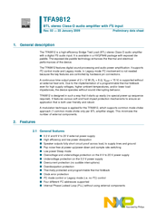 Nxp Semiconductors TFA9812 Preliminary Data Sheet