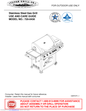 Teton Grill 720-0430 Use And Care Manual