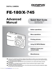 Olympus FE 180 - Digital Camera - 6.0 Megapixel Advanced Manual