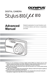 Olympus Stylus 810 - Stylus 810 8MP Digital Camera Advanced Manual