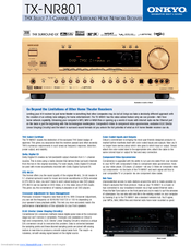 Onkyo TX-NR801 - AV Receiver Brochure & Specs