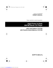 Optimus 12-2154 Owner's Manual