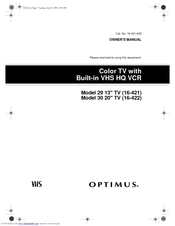 Optimus 16-421 Owner's Manual