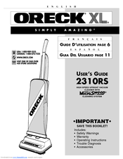 Oreck XL 2310RS User Manual