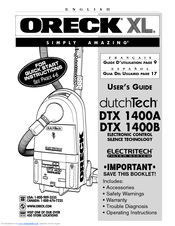 Oreck XL SIMPLY AMAZING dutchTech DTX 1400A User Manual