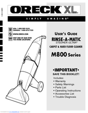 Oreck Rinse-A-Matic Steemer Ultra M800 Series User Manual