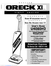 Oreck XL U4080H2 User Manual