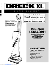 Oreck XL U3640RH User Manual