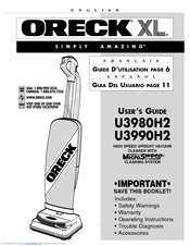 Oreck XL U3980H2 User Manual