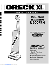 Oreck XL U2007RH User Manual