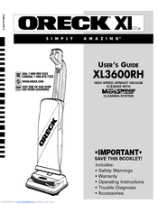 Oreck XL3600RH User Manual