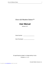 Columbia Weather Systems Orion 420 User Manual