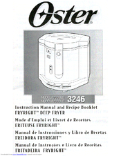 Oster FRYRIGHT 3246 Instruction Manual And Recipe Booklet