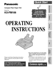 Panasonic KX-FM106 Operating Instructions Manual