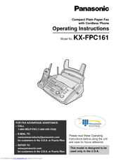 Panasonic KX-FPC161 Operating Instructions Manual