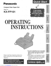 Panasonic KX-FP101 Operating Instructions Manual