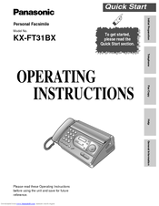 Panasonic KX-FT31BX Operating Instructions Manual