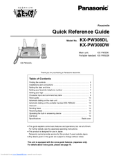 Panasonic KX-PW308DL Quick Reference Manual