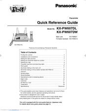 Panasonic KX-PW607DW Quick Reference Manual