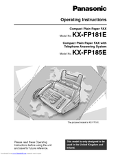 Panasonic KX-FP181E Operating Instructions Manual