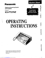 Panasonic KX-FT37NZ Operating Instructions Manual