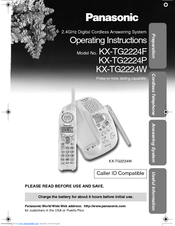 Panasonic KX-TG2224W - 2.4 GHz Digital Cordless Phone Operating Instructions Manual