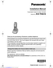 Panasonic KX-THA19S - Cordless Extension Handset Installation Manual