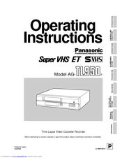 Panasonic AGTL950 - TIME LAPSE VCR Operating Instructions Manual