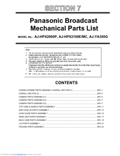 Panasonic AJ-YA350G Parts List