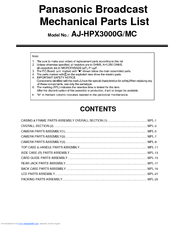 Panasonic AJHPX3000G - P2 HD CAMCORDER Parts List